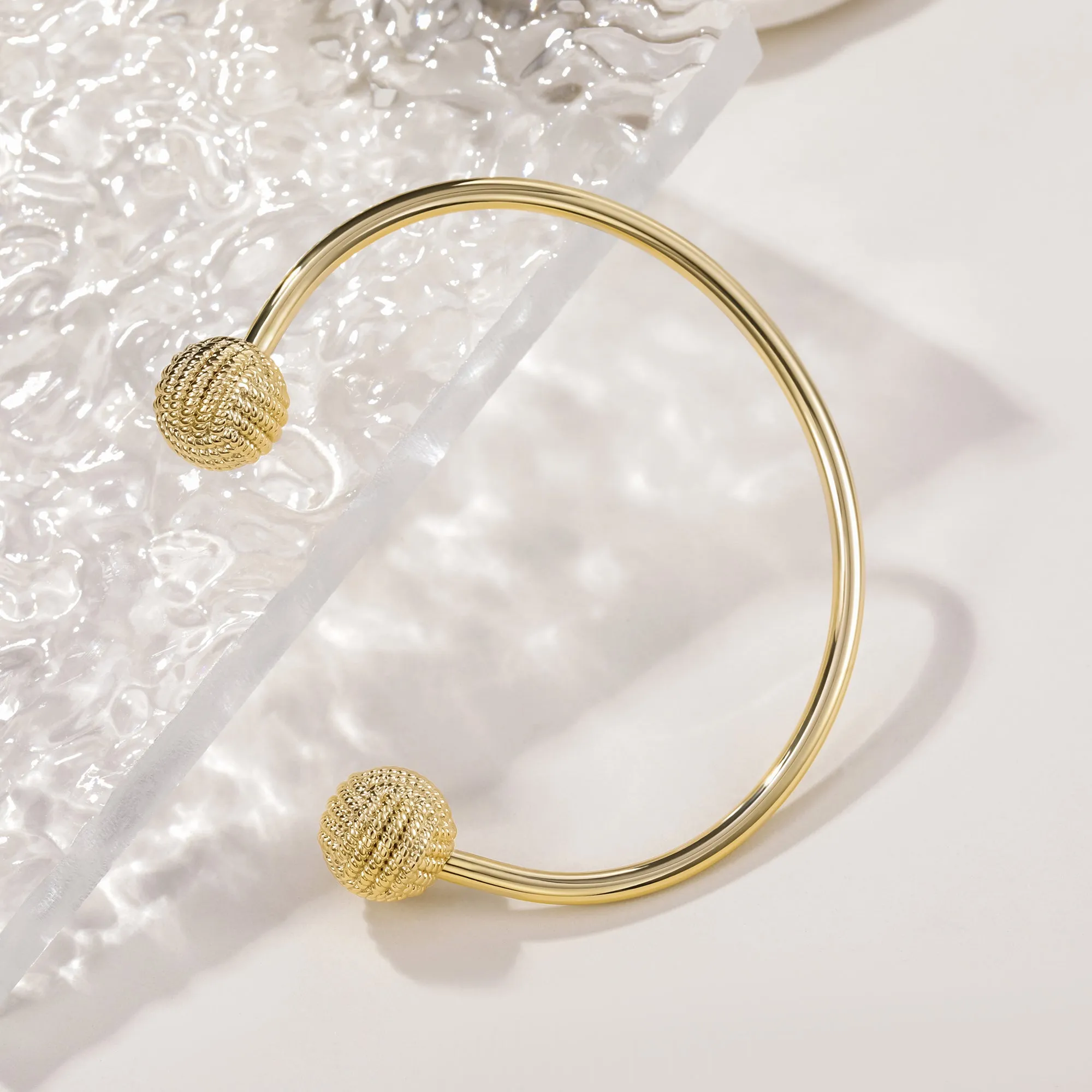 Gold Pave Ball Cuff Bracelet