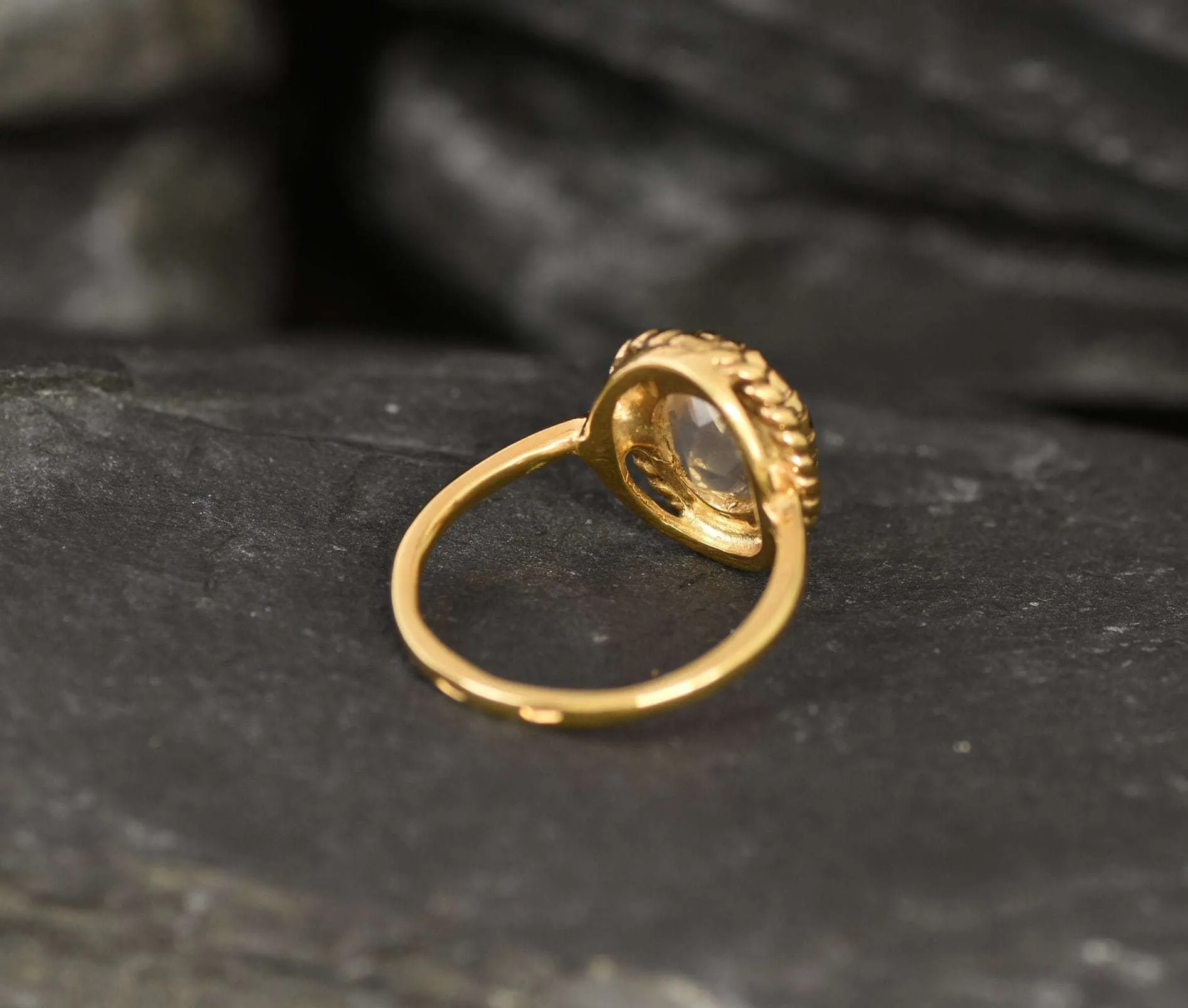 Gold Pink Ring - Natural Rose Quartz, Pink Promise Ring