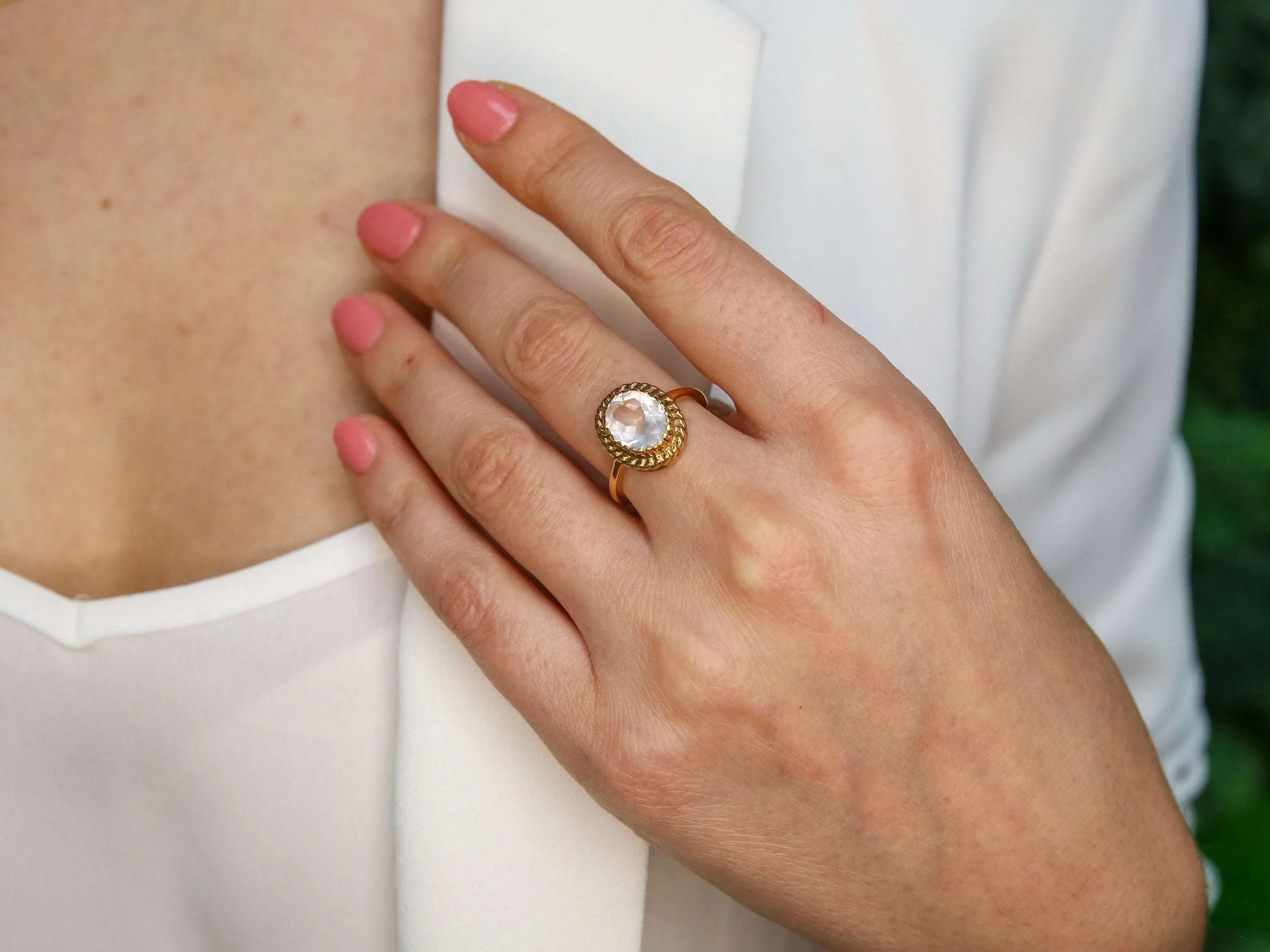 Gold Pink Ring - Natural Rose Quartz, Pink Promise Ring