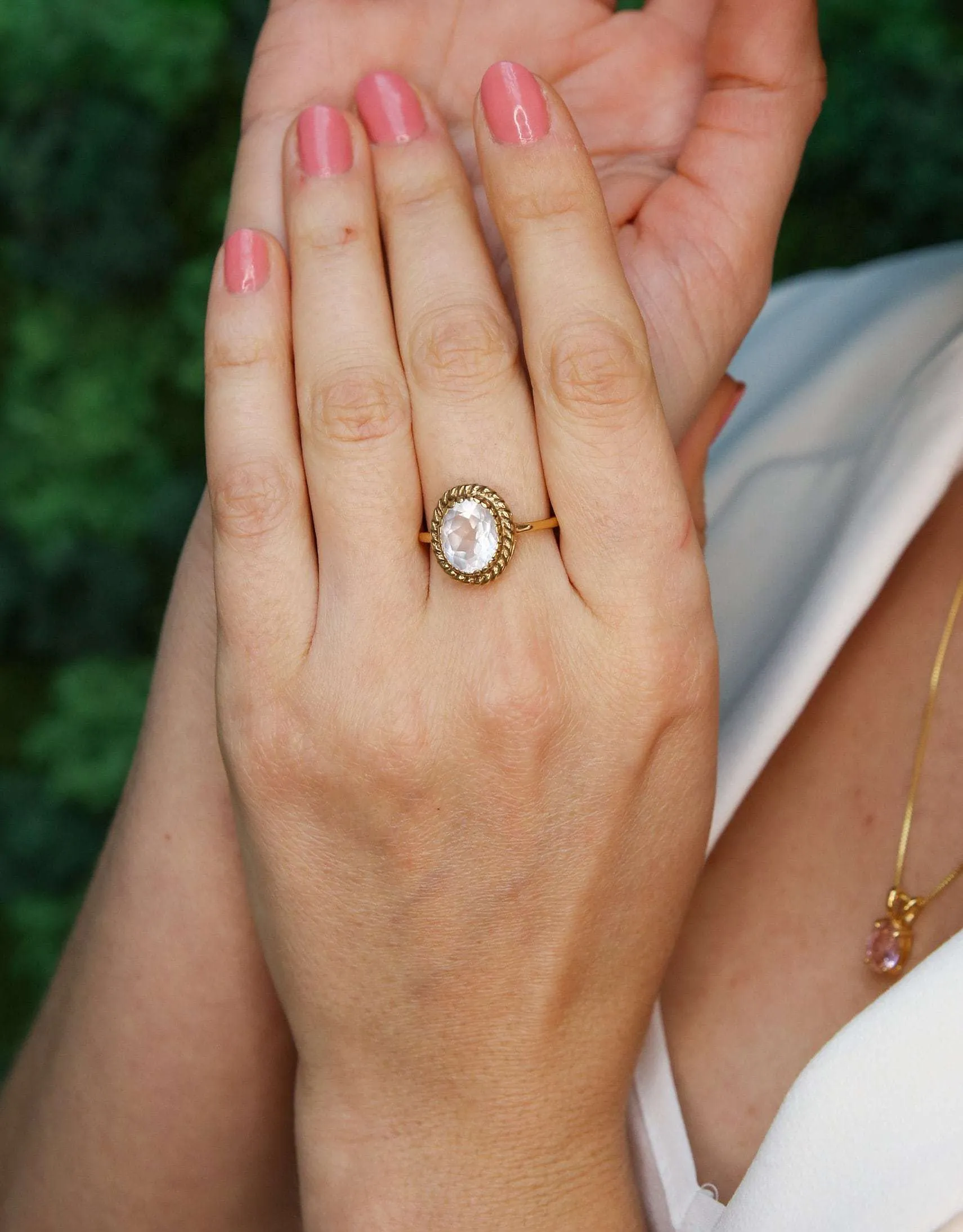 Gold Pink Ring - Natural Rose Quartz, Pink Promise Ring