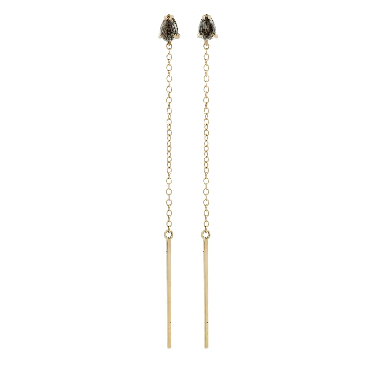 Gold Quartz Bar and Streamline Earrings