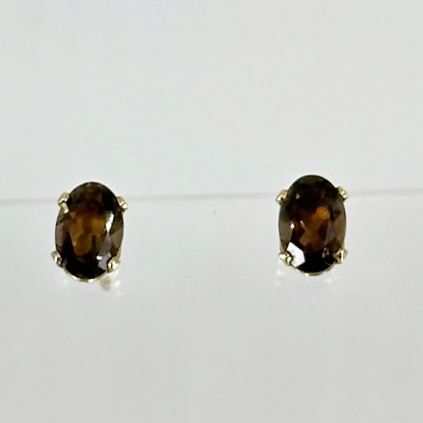 Gold Vermeil sterling silver smoky quartz stud earrings GM134