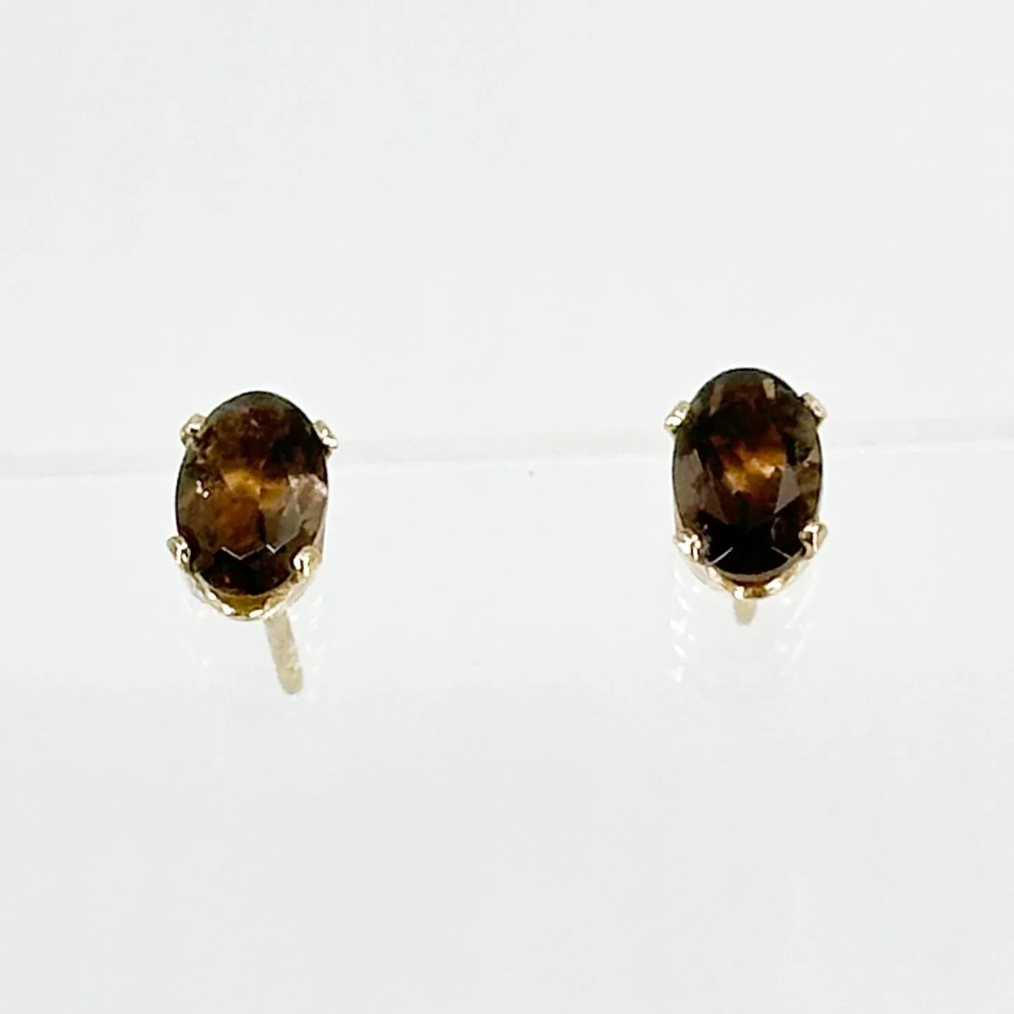 Gold Vermeil sterling silver smoky quartz stud earrings GM134