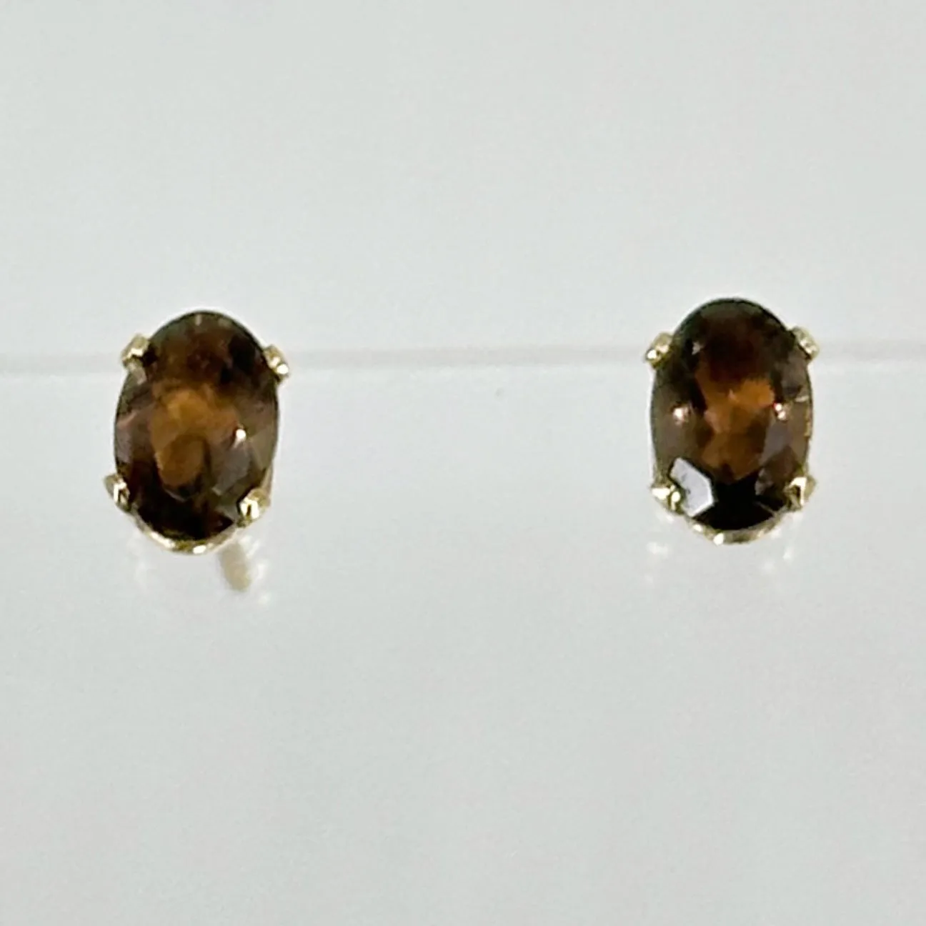 Gold Vermeil sterling silver smoky quartz stud earrings GM134