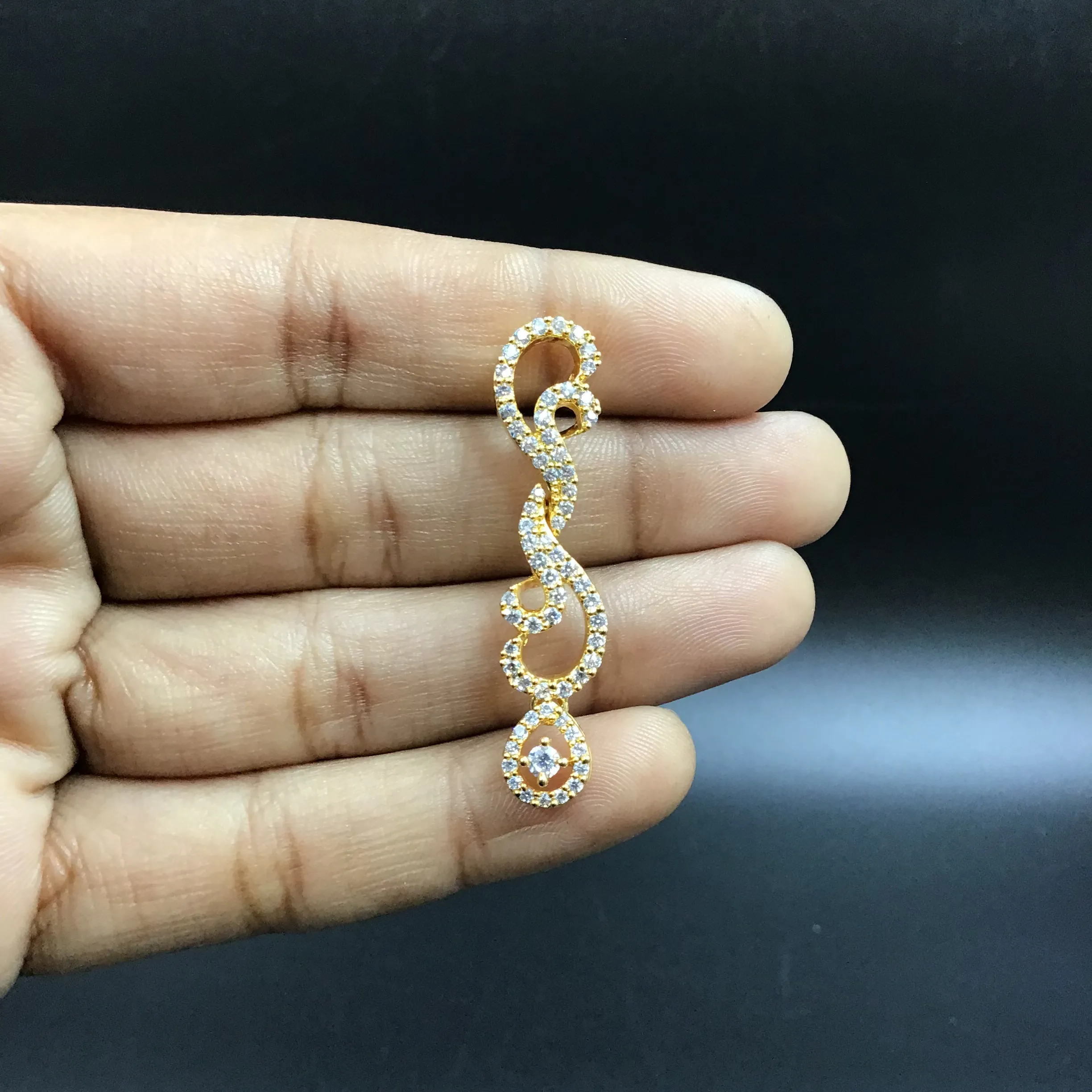 Gold Zircon/AD Necklace Set  11338-7344