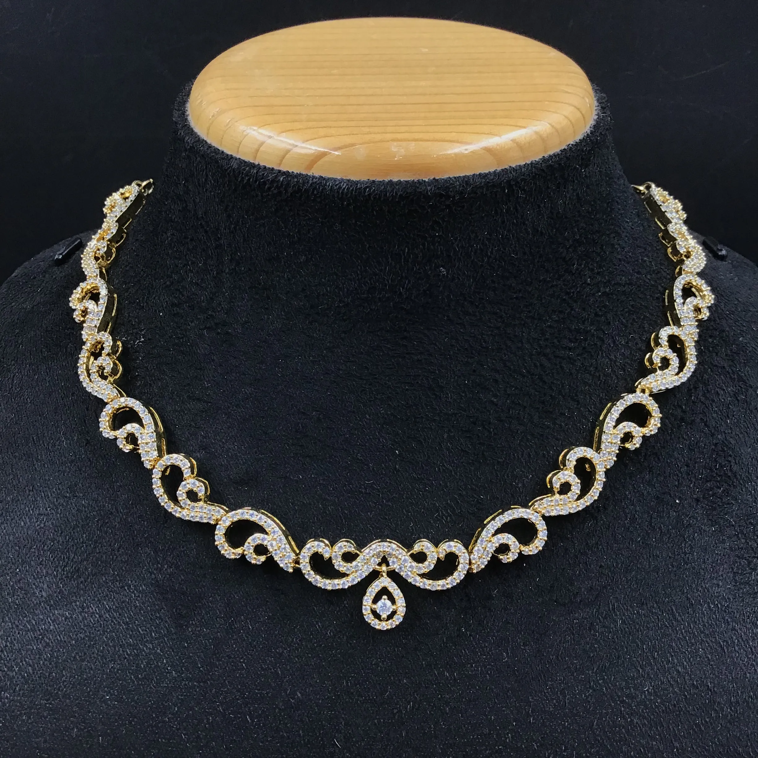 Gold Zircon/AD Necklace Set  11338-7344