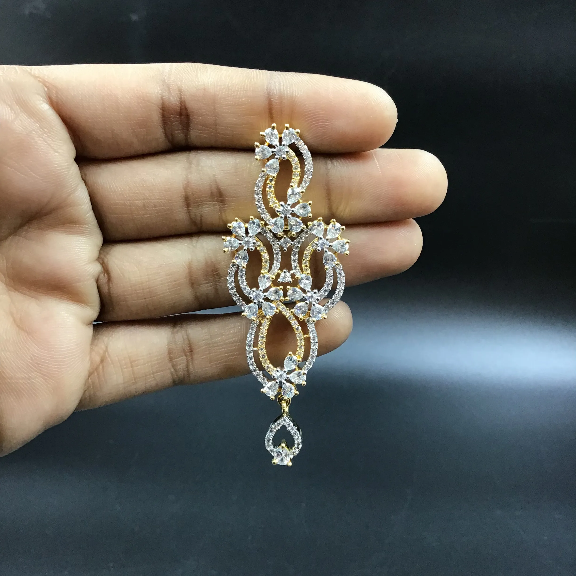 Gold Zircon/AD Necklace Set 13025-9736