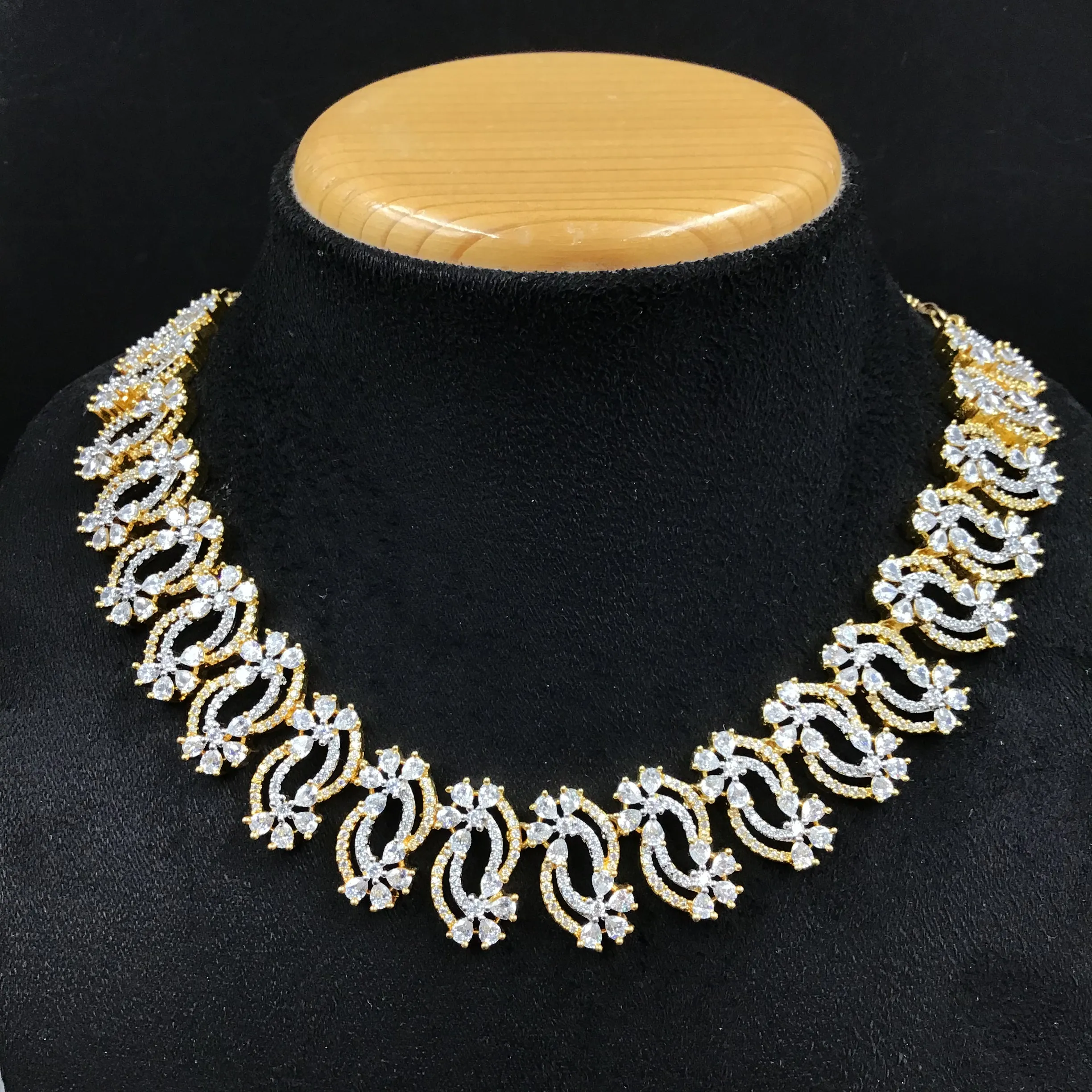 Gold Zircon/AD Necklace Set 13025-9736