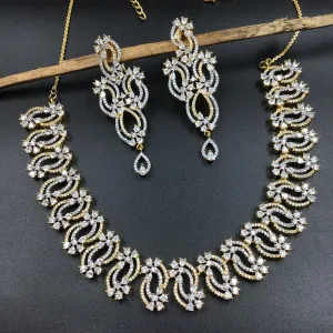Gold Zircon/AD Necklace Set 13025-9736