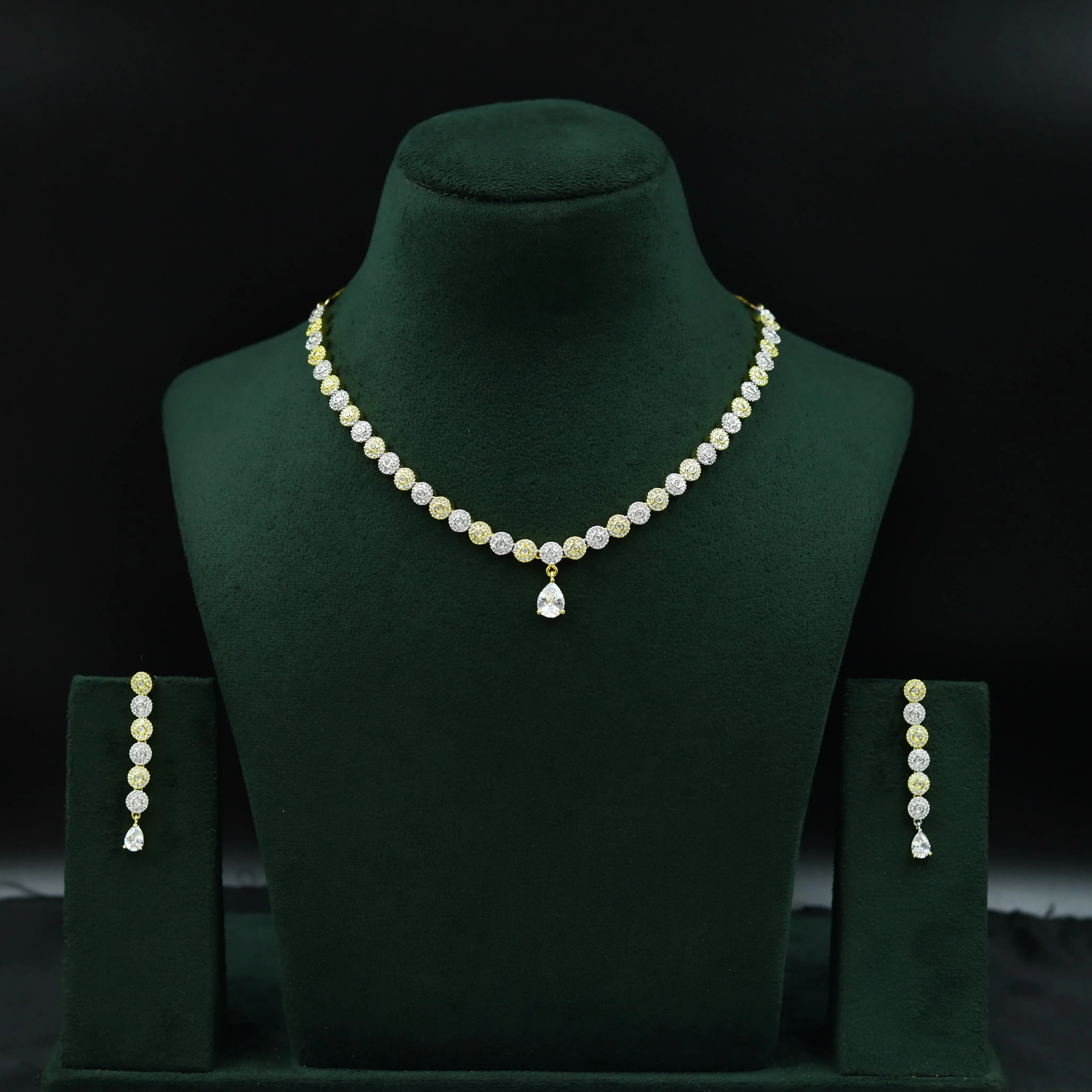 Gold Zircon/AD Necklace Set 7605-1176