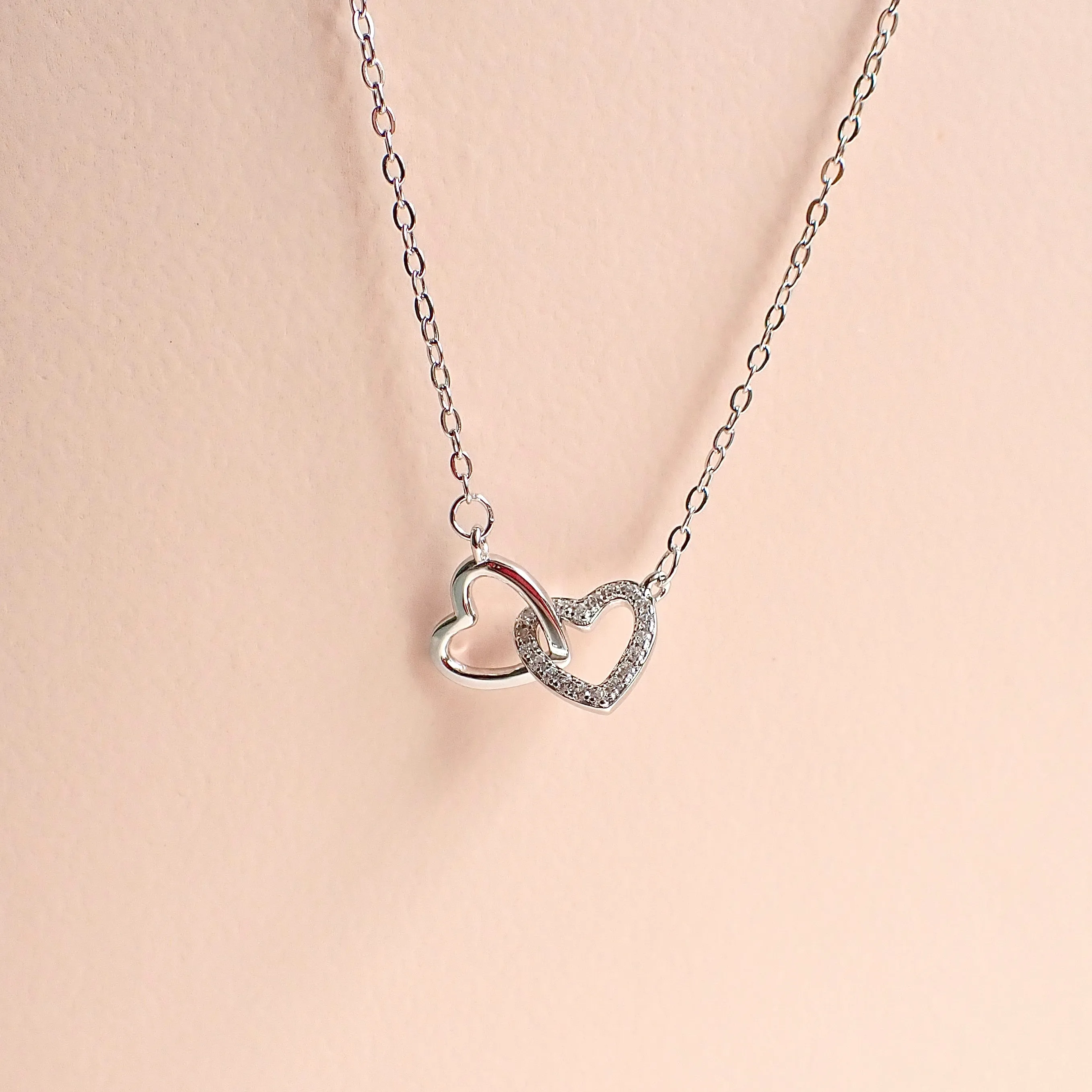 Interlock Hearts Two Ways Necklace 925 Silver
