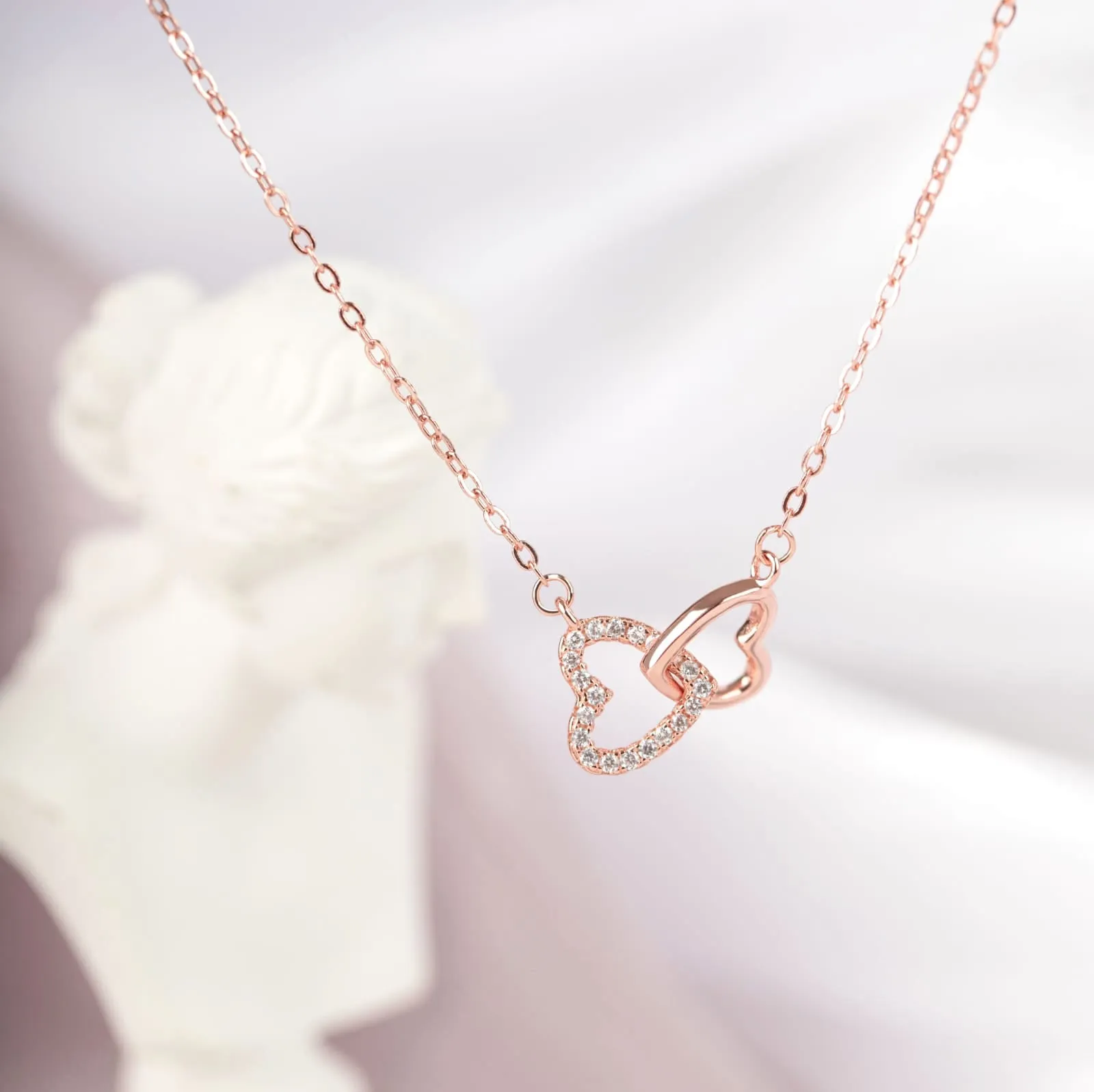 Interlock Hearts Two Ways Necklace 925 Silver