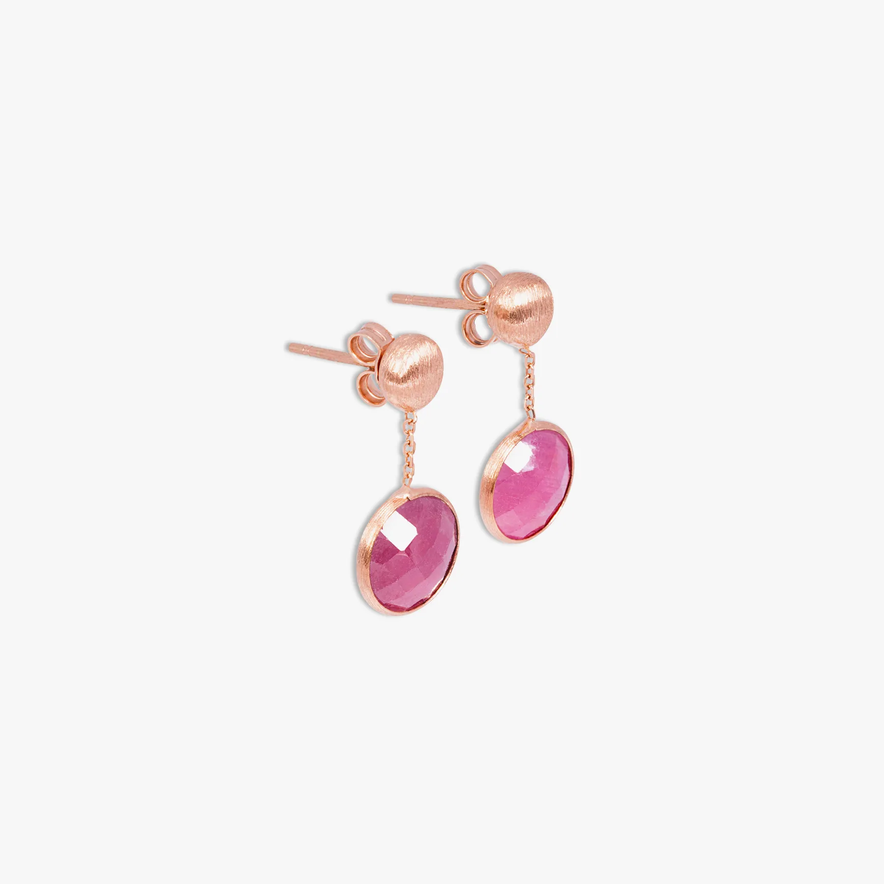 Kensington drop earrings in ruby root and 14k satin rose gold