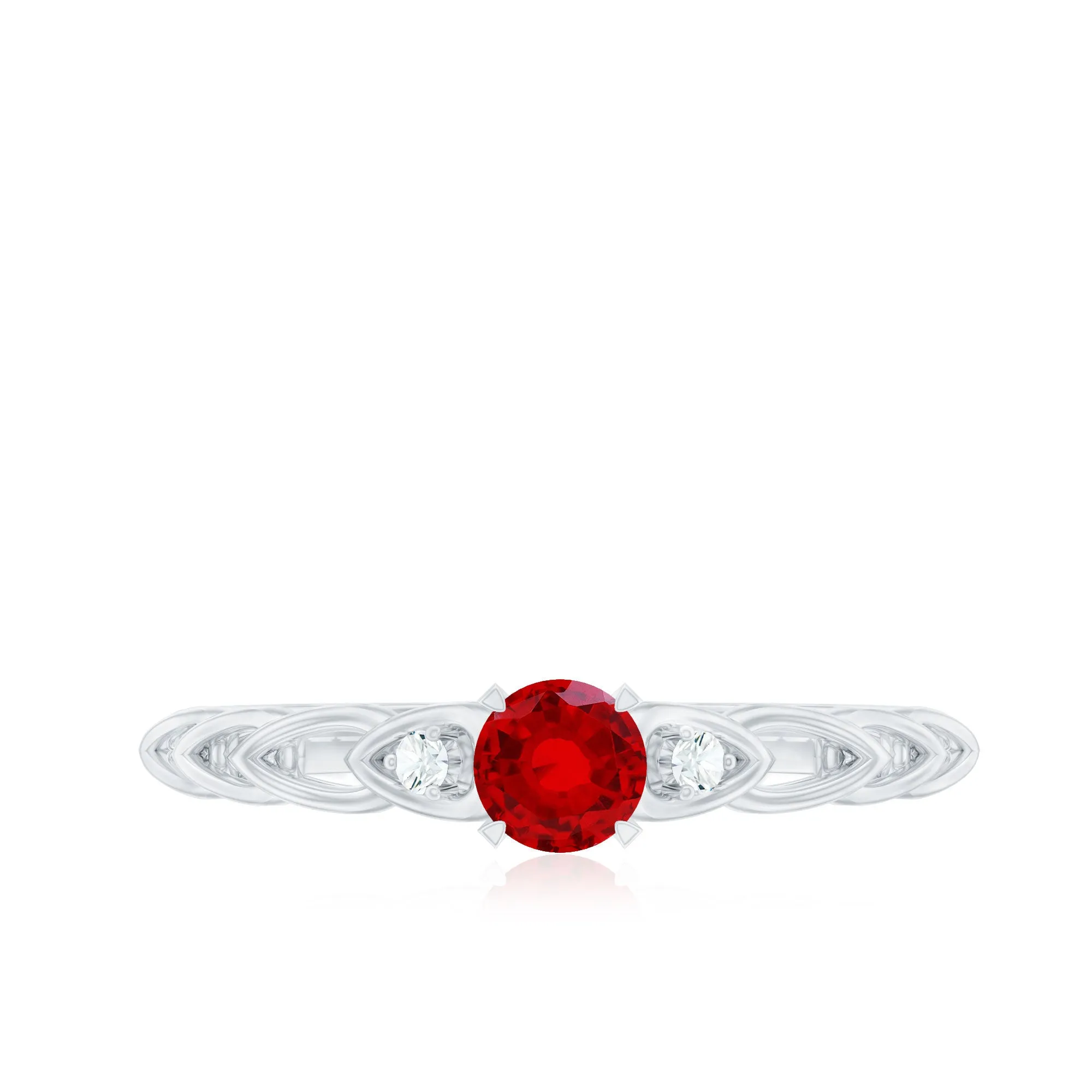 Lab Grown Ruby Designer Promise Ring with Diamond