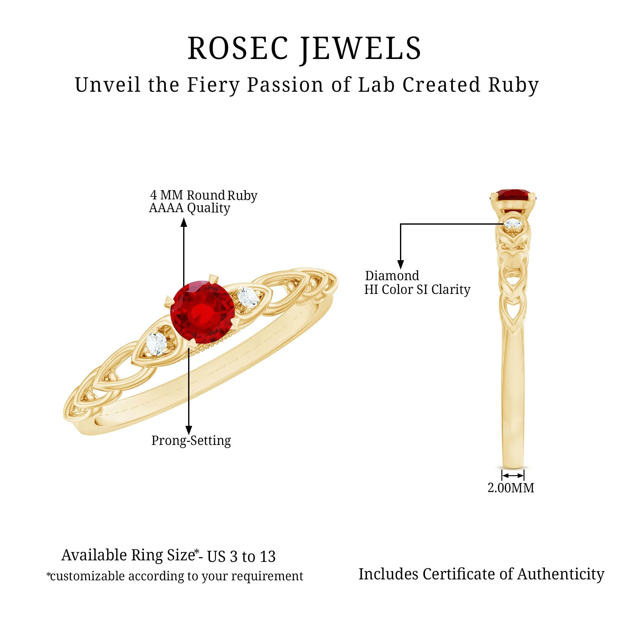 Lab Grown Ruby Designer Promise Ring with Diamond