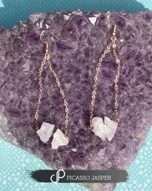 Last Ones! Raw Clear Quartz Cluster, Earrings