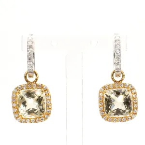 Lemon Quartz & Diamond Drop Earrings