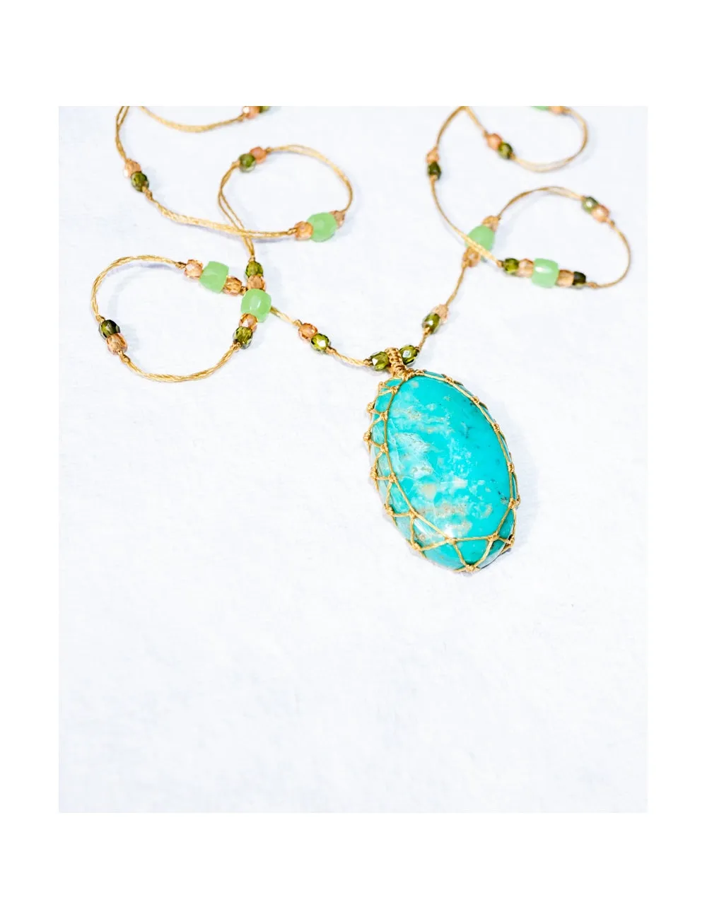 Long Tibetan Necklace - Arizona Turquoise