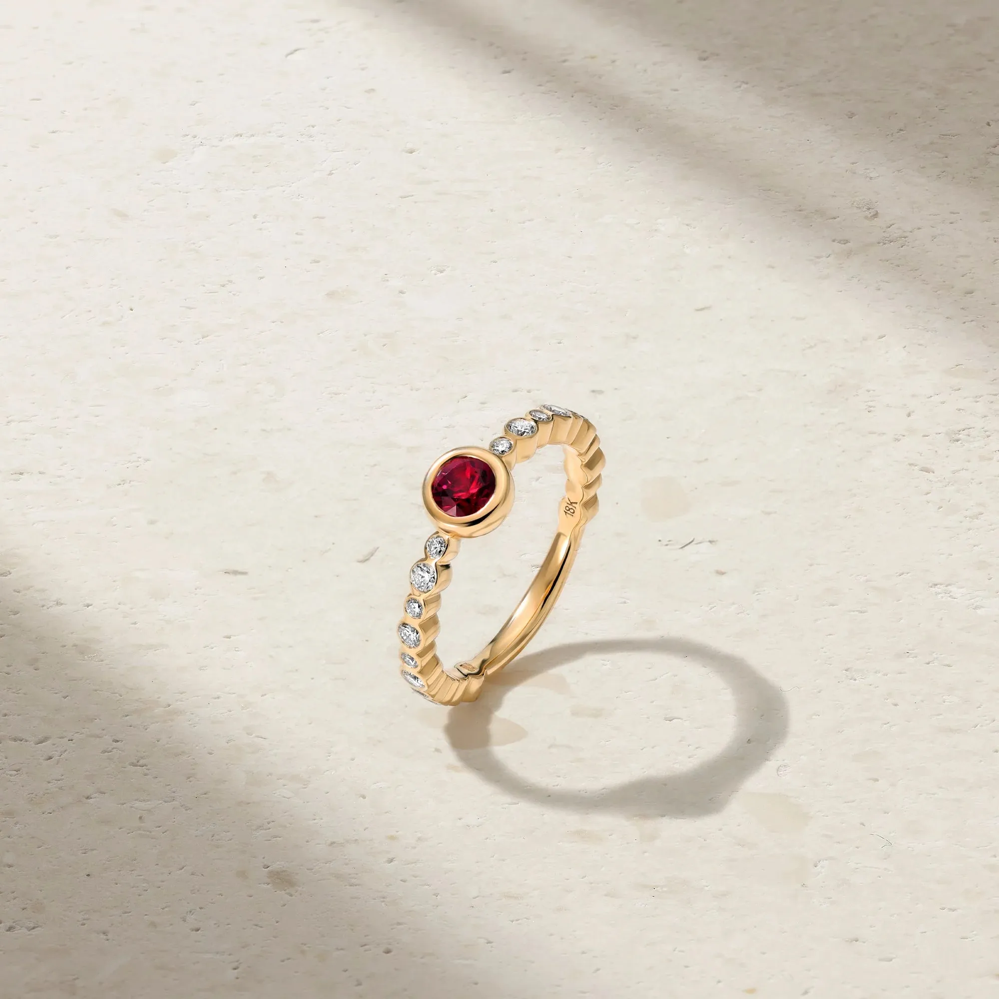 Mark Henry 18k Yellow Gold "Bubbly Crescendo Ruby and Diamond" Ring