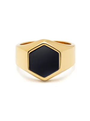 Men's Hexagon Ring with Onyx