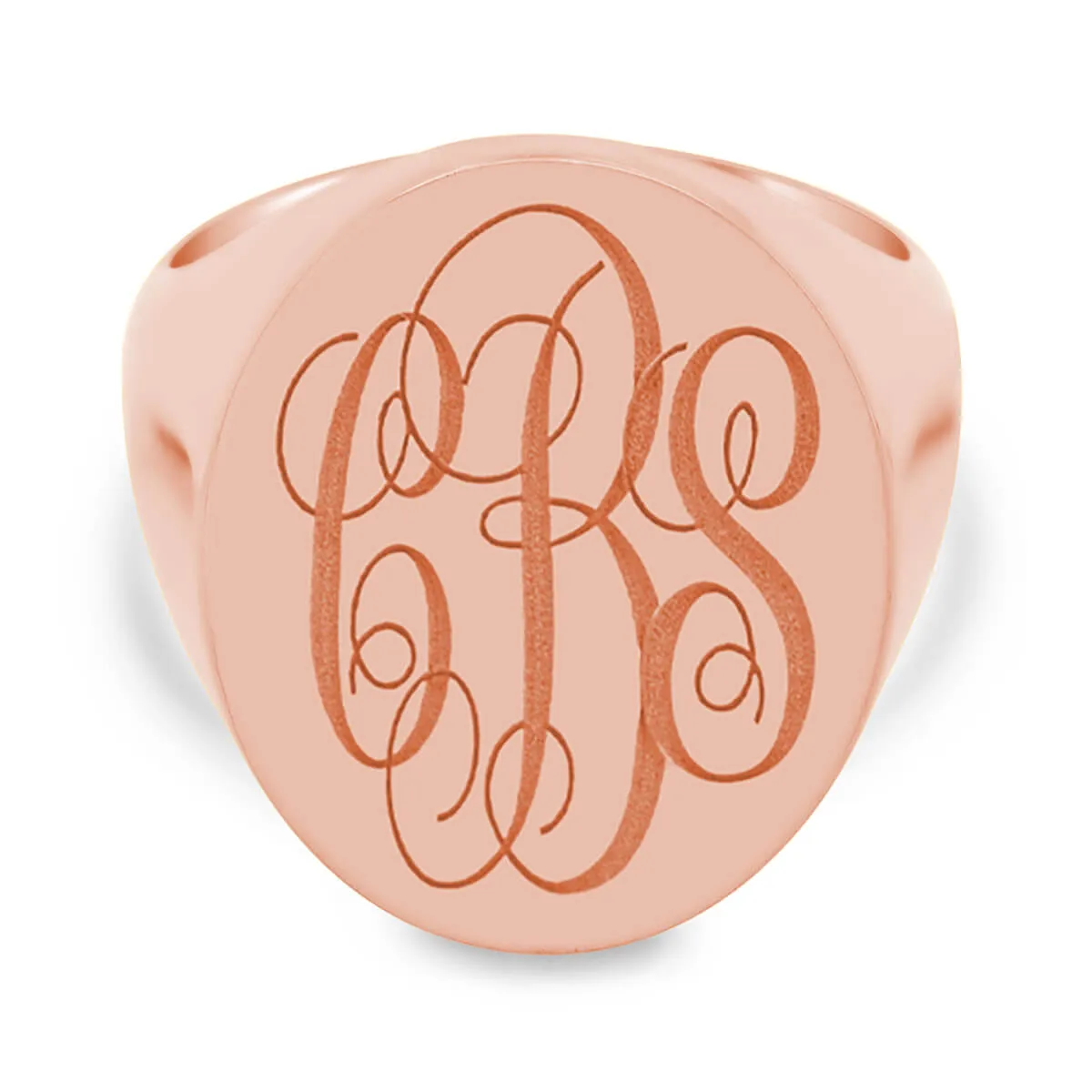 Men's Oval Signet Ring - Extra Large - Laser Engraved Script Monogram