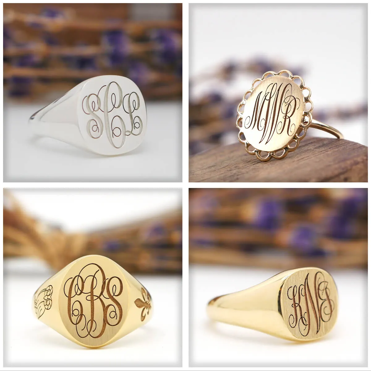 Men's Oval Signet Ring - Extra Large - Laser Engraved Script Monogram