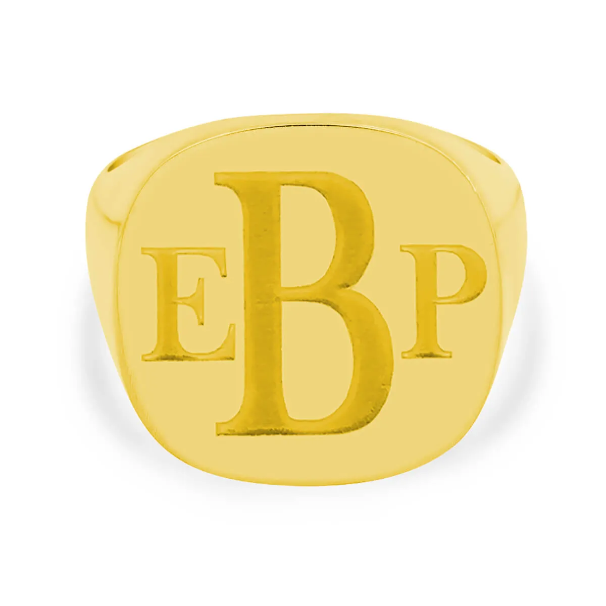 Men's Square Signet Ring - Extra Large - Laser Engraved Roman Monogram