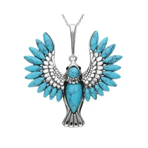 MILENA Pendant Necklace Silver and Turquoise Paradise Bird