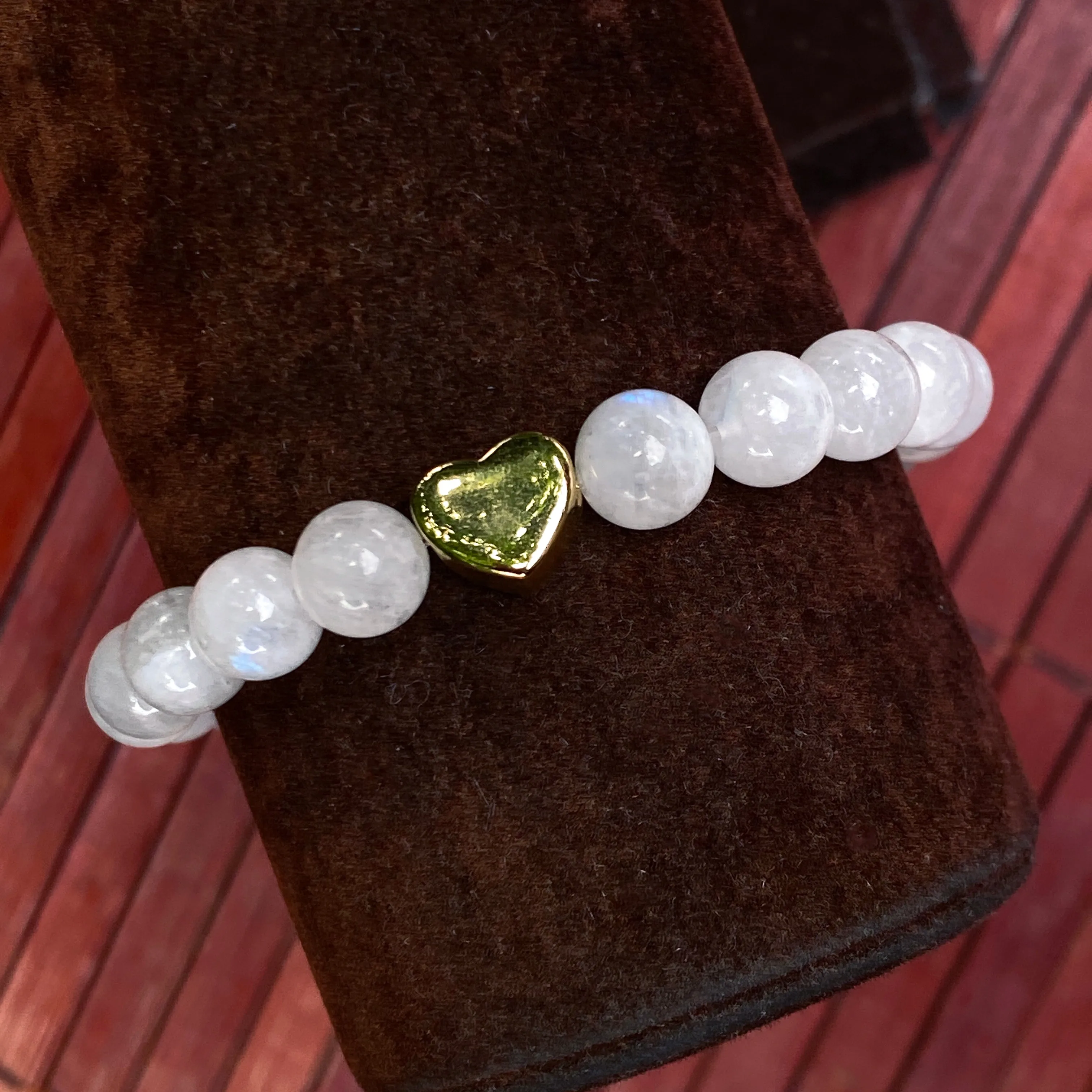 Moonstone and Heart Bracelet