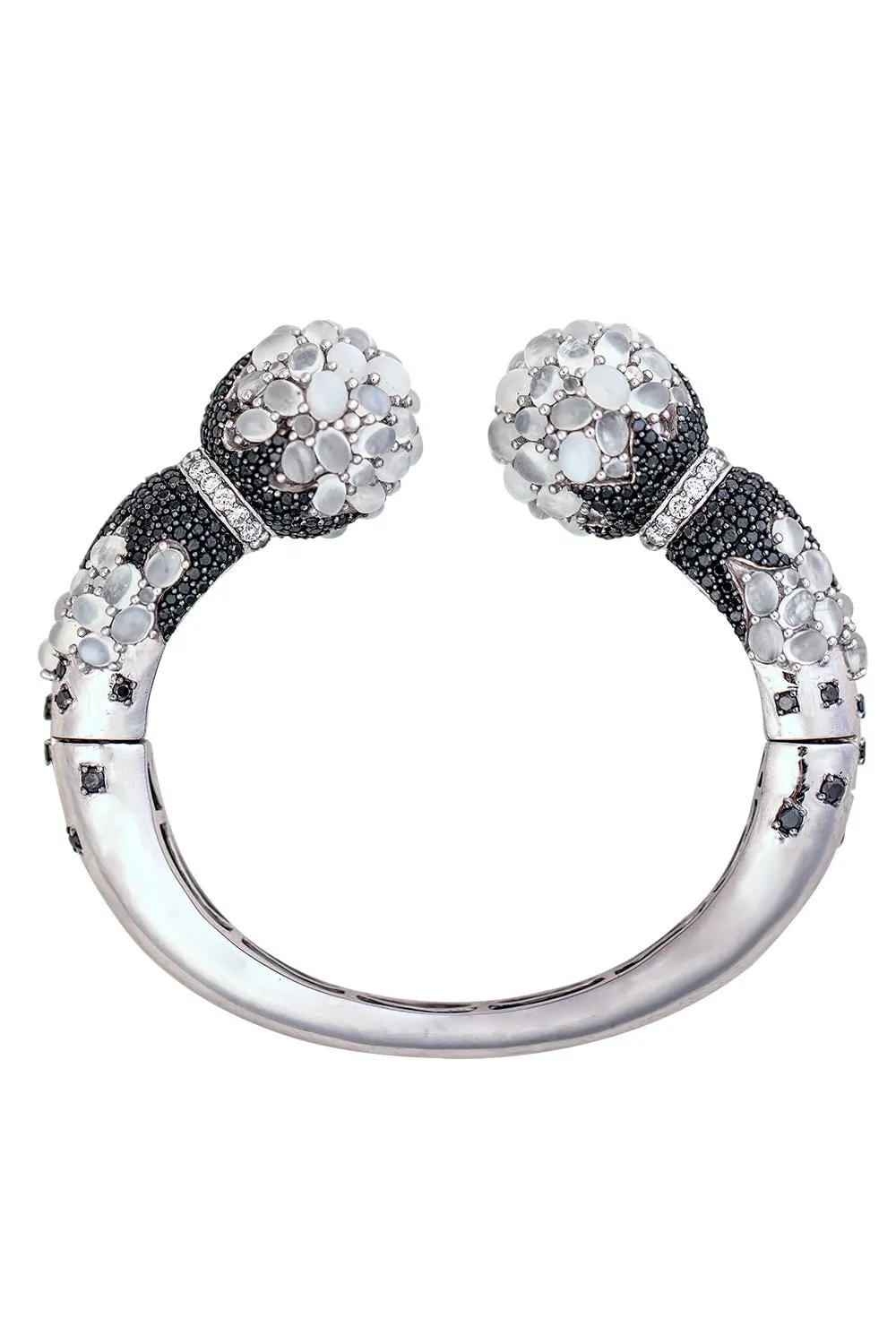 Moonstone Black Diamond Cuff Bracelet