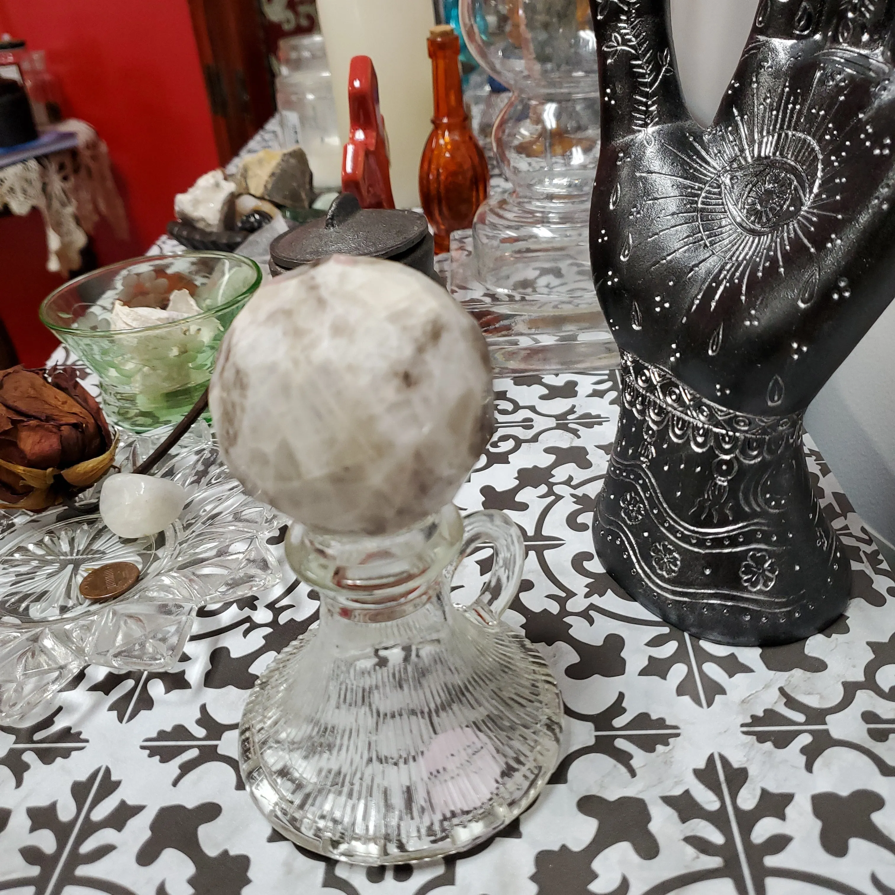 Moonstone, Rainbow - Sphere, Faucted