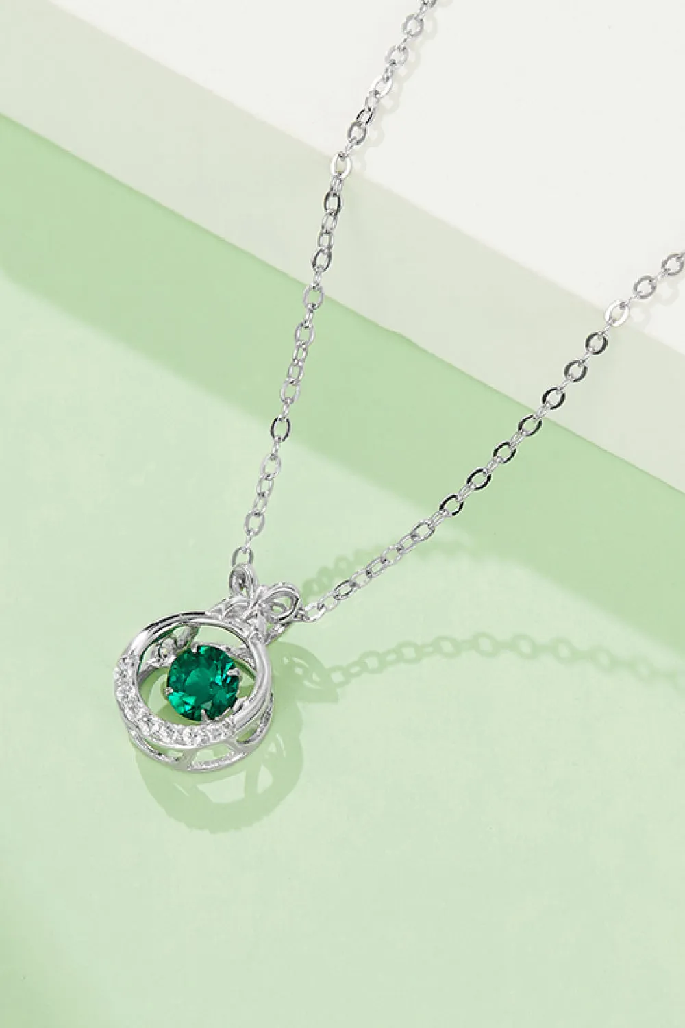 Murray Pendant Necklace 0.5 Carat Lab-Grown Green Emerald 925 Silver Zircon
