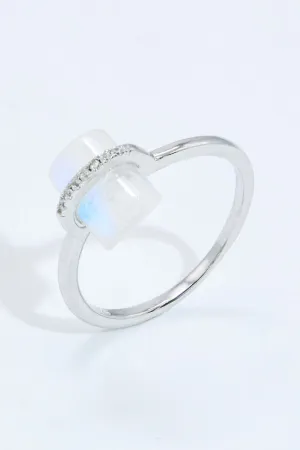 Natural Moonstone Platinum-Plated Ring