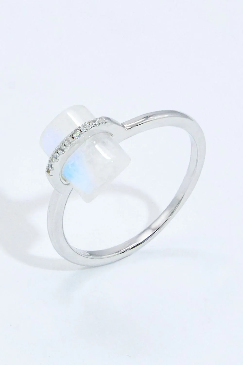 Natural Moonstone Platinum-Plated Ring