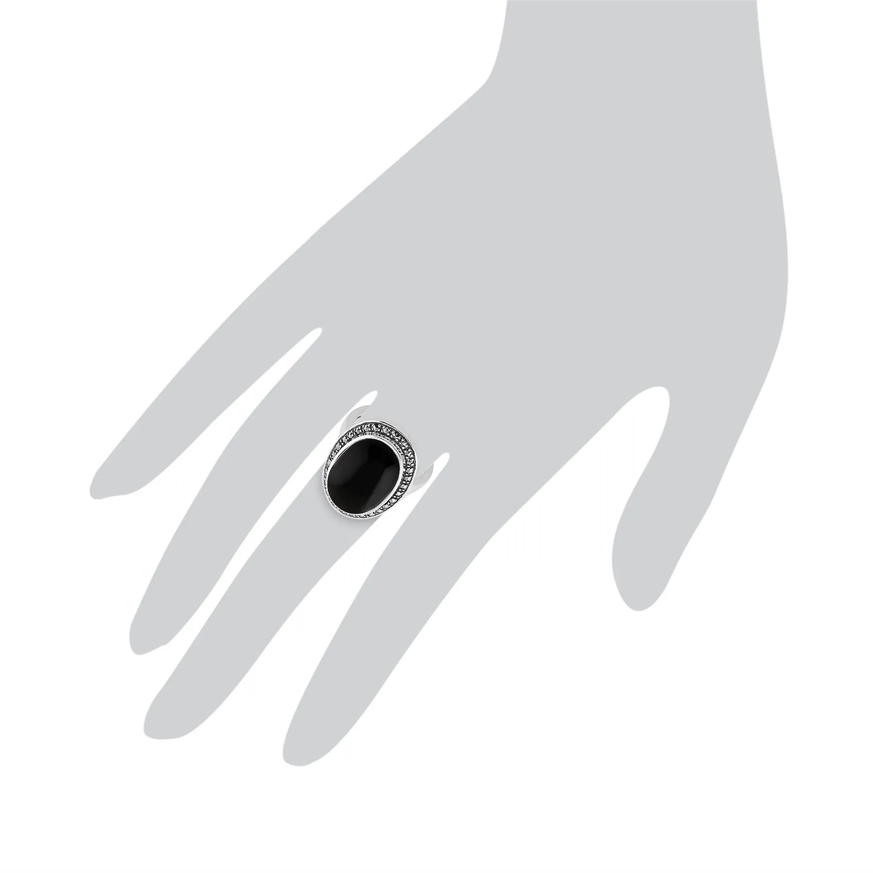 Onyx Sparkling Markasit Ring in 925 Sterlingsilber