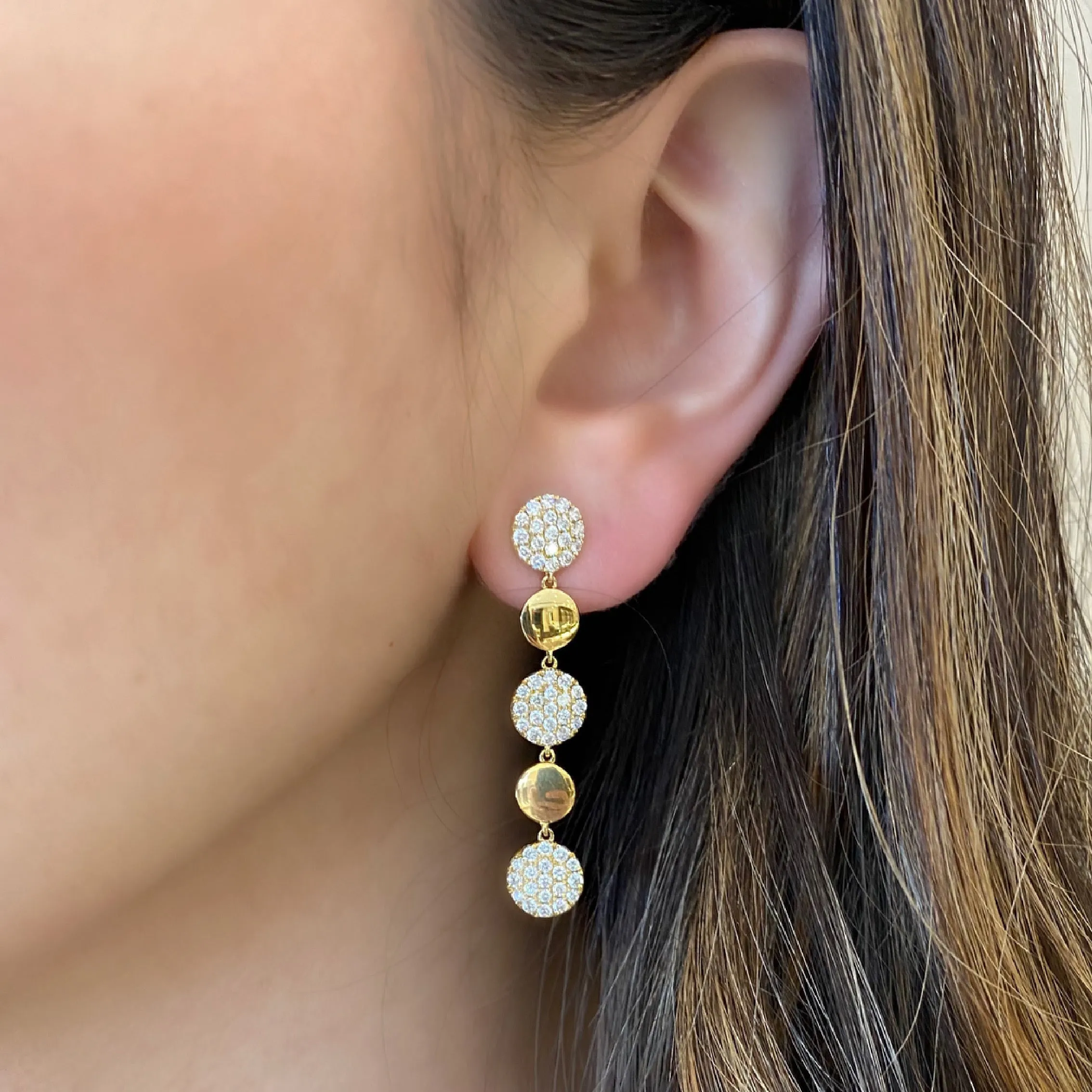Pave Diamond Disc Dangle Earrings