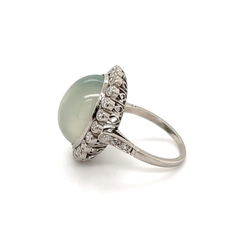 Platinum Art Deco Moonstone and Diamond Ring at Regard Jewelry in Austin, Texas