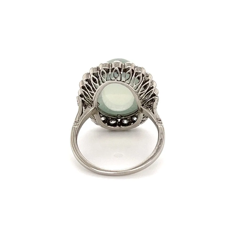 Platinum Art Deco Moonstone and Diamond Ring at Regard Jewelry in Austin, Texas
