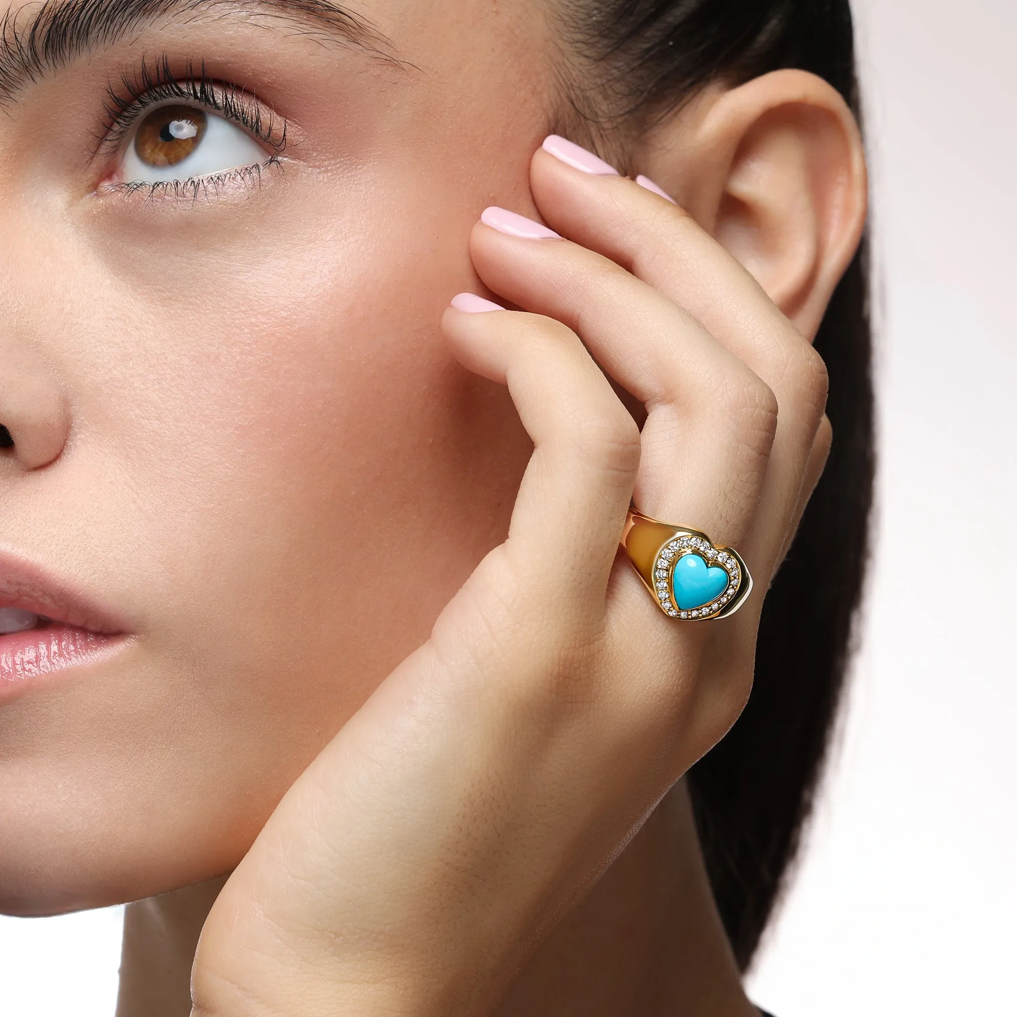 Puffed Heart Signet Ring