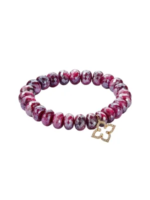 Red Moonstone Pavé Diamond Moroccan Star Bracelet