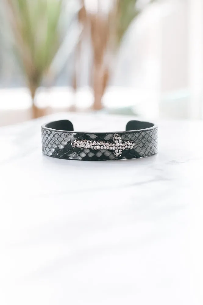 Rhinestone Cross Snake Cuff