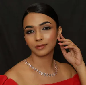 Rose Gold Zircon/AD Necklace Set 19669-6853