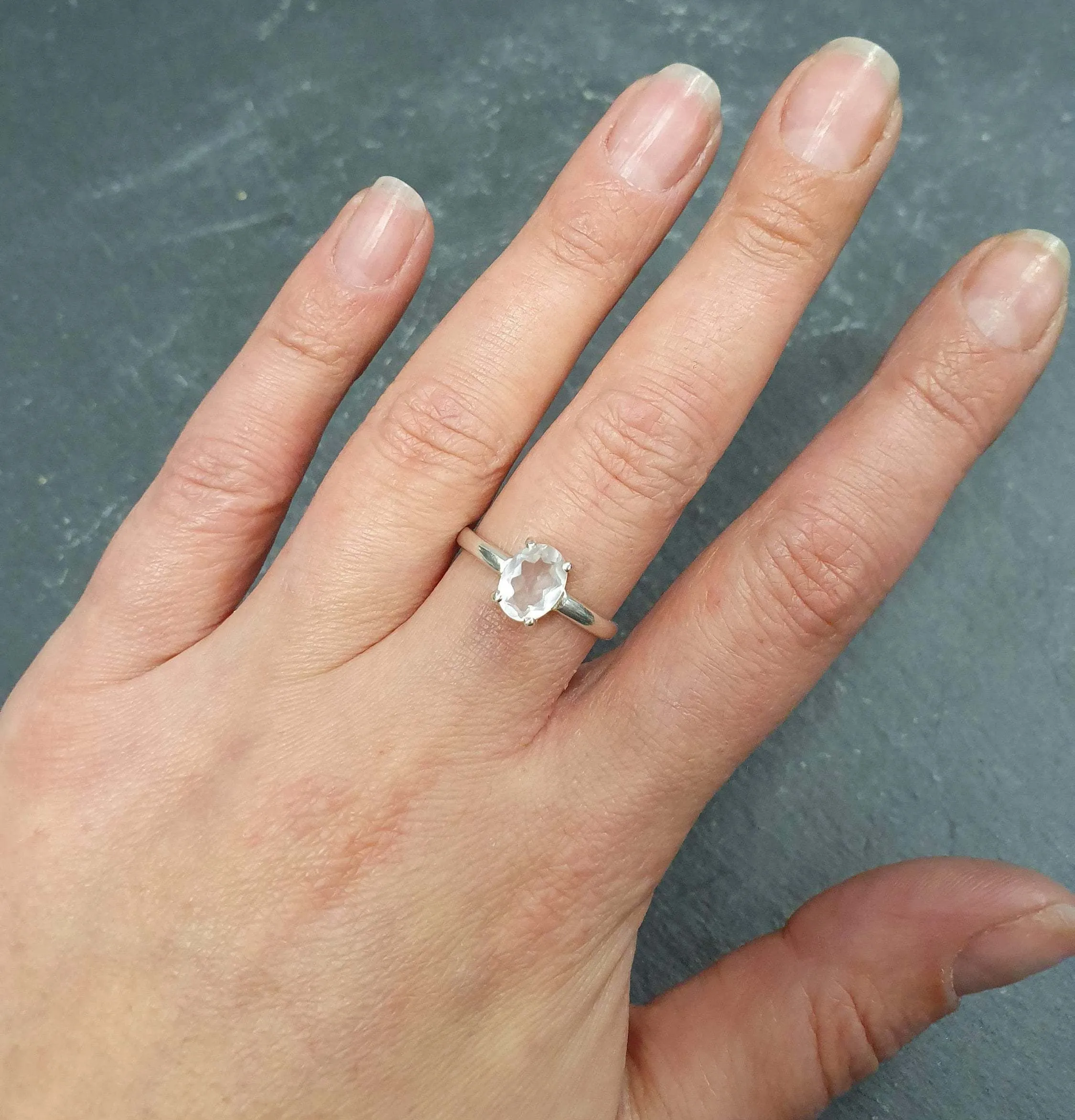 Rose Quartz Ring - Pink Oval Ring - Classic Solitaire Ring