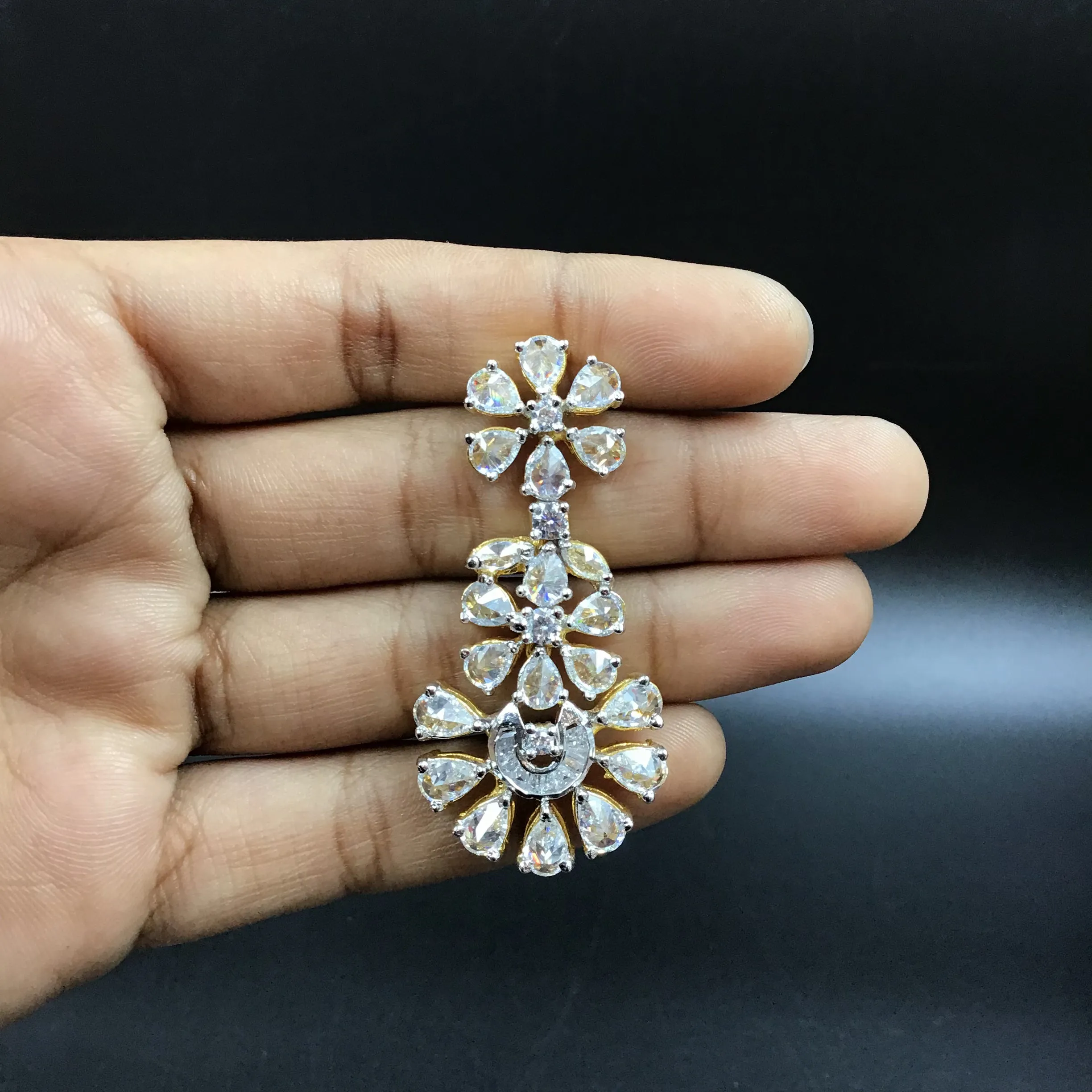Round Neck Gold Polish Zircon/AD Necklace Set 6254-100