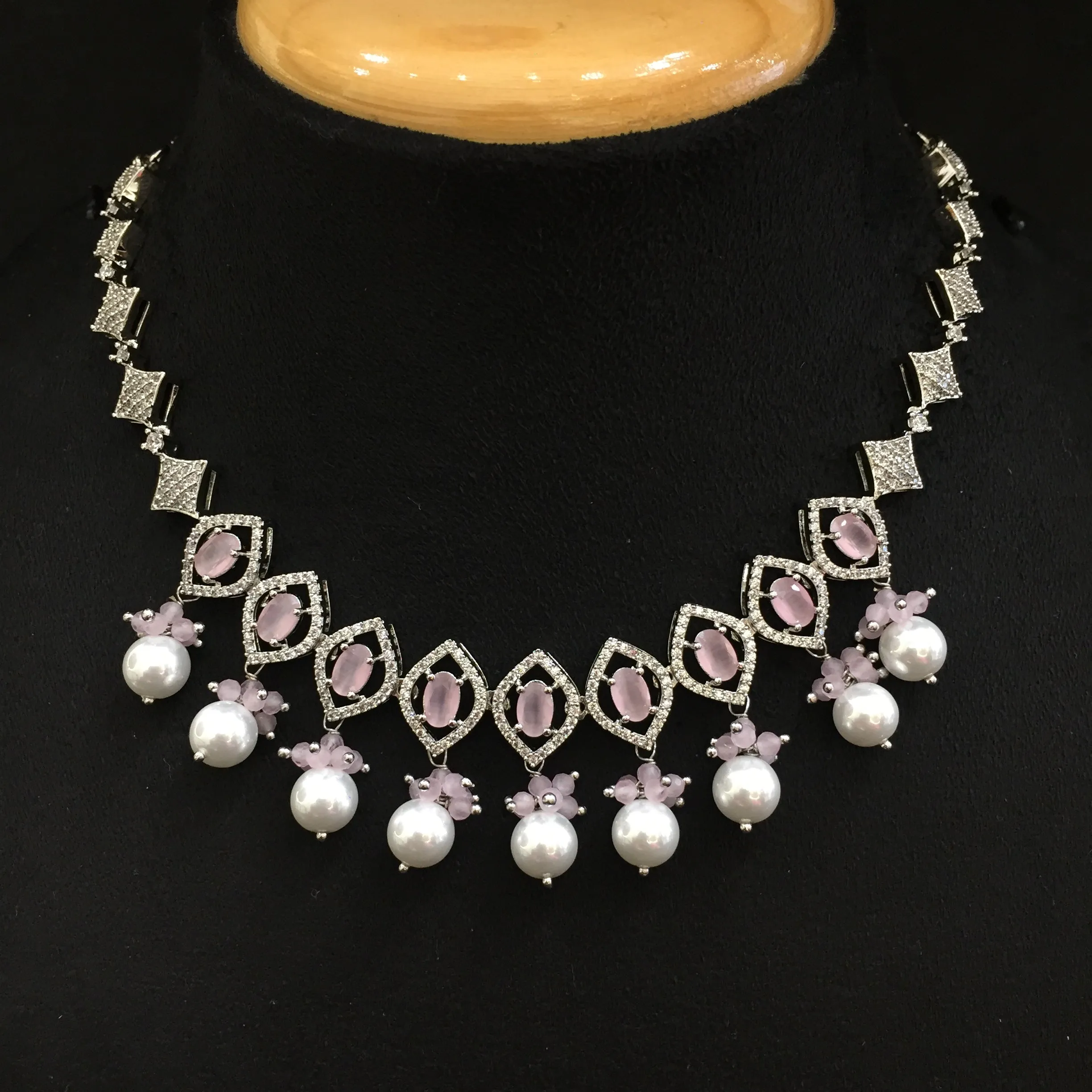 Round Neck Zircon/AD Necklace Set 5927-69