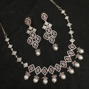 Round Neck Zircon/AD Necklace Set 5927-69