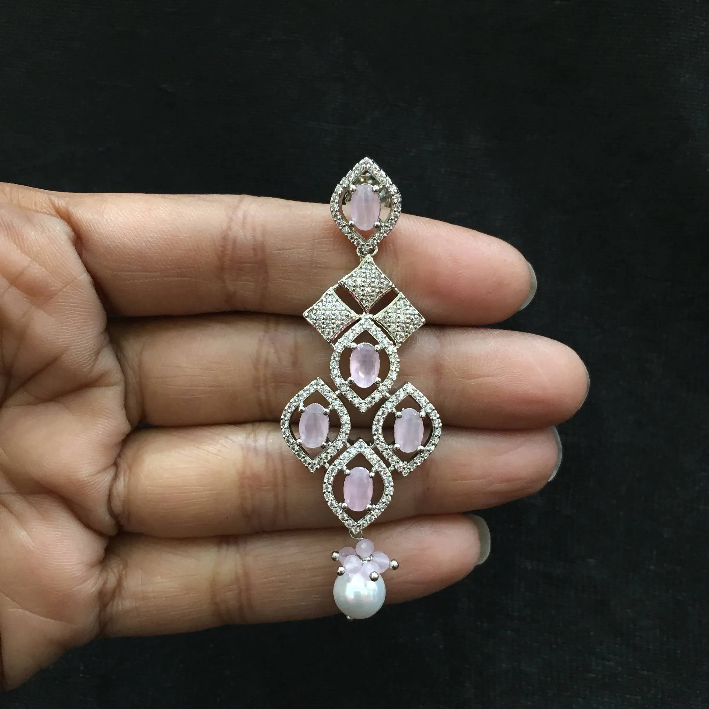 Round Neck Zircon/AD Necklace Set 5927-69