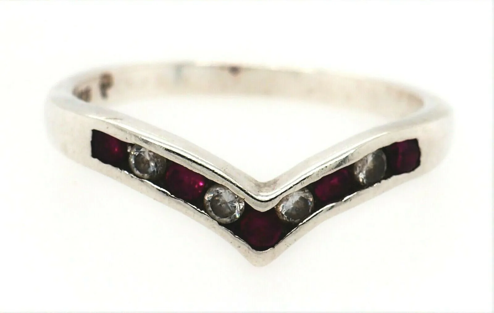 Ruby & Cubic Zirconia 925 Sterling Silver Ring