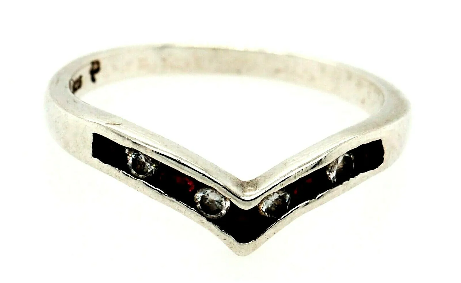 Ruby & Cubic Zirconia 925 Sterling Silver Ring