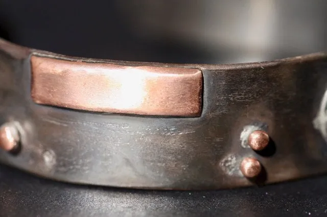 Rustic Sterling Silver and Copper with Peach Moonstone cuff